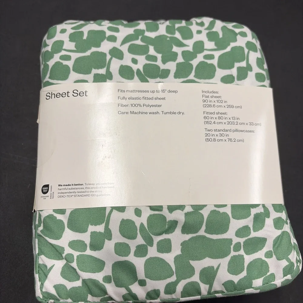 Green Spotted Room Essentials Wrinkle Resistant Microfiber Sheet Set Queen 20613